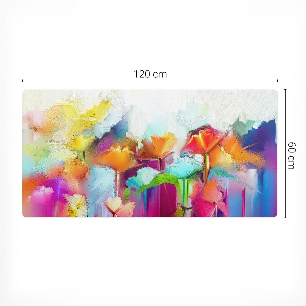 Wytrzymała Mata Antypoślizgowa Na Blat Biurka Abstrakcyjne Kwiaty 120X60 Cm
