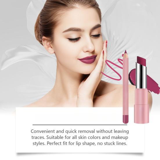 Набор бальзама для губ и карандаша для губ Стойкая водостойкая матовая помада Не скатывающаяся помада Многофункциональный усилитель блеска для губ