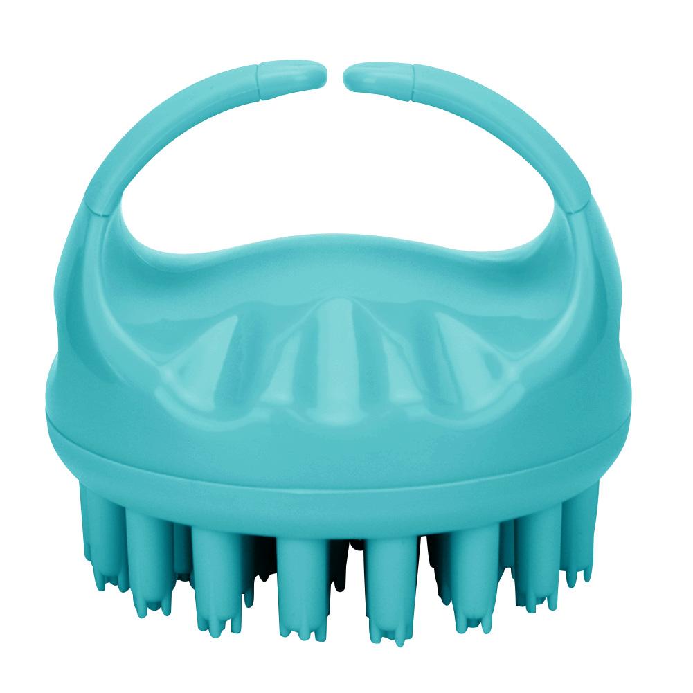 Круглая ручная массажная щетка для головы и волос, щетка для мытья шампунем с ручкой (зеленый)
