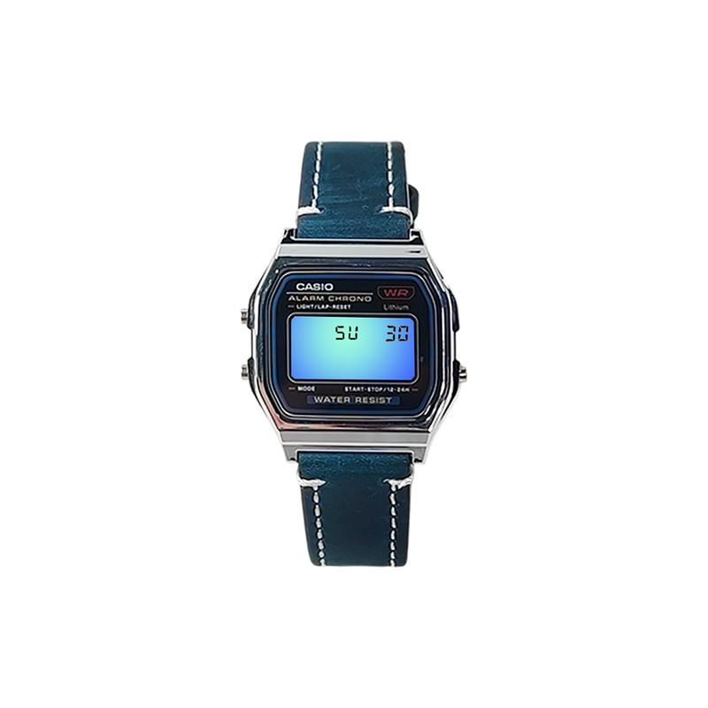 Casio Индивидуальные часы модифицированная серия Mingbo постепенно куполообразные сине-зеленый градиент классические ретро маленькие квадратные часы модные tre A159WA-N1