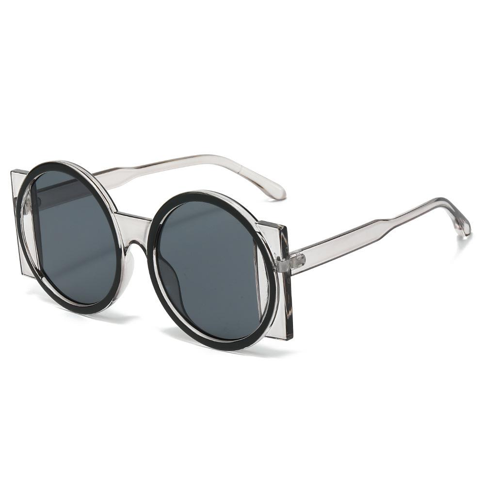 New round sunglasses, European and American super personality contrasting color fashion Internet celebrities ins colorful sunglasses