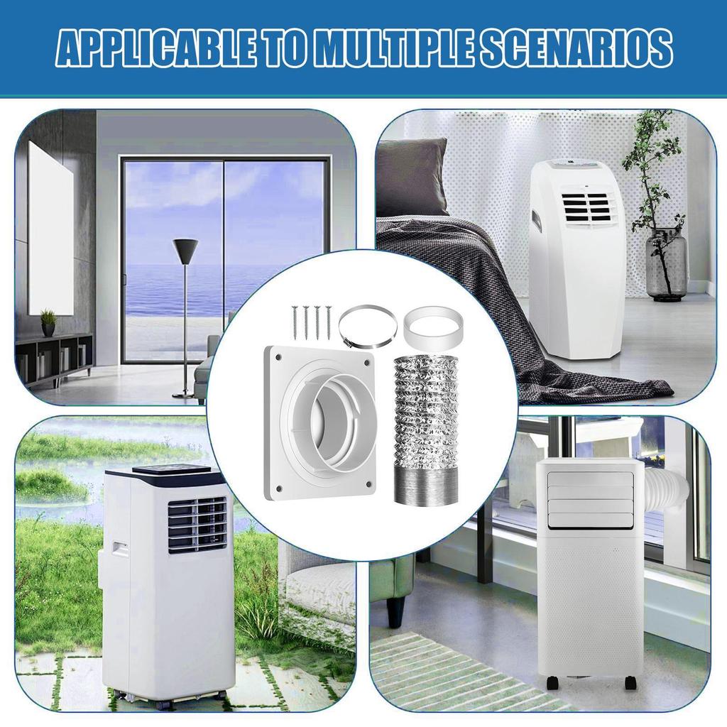 Portable Air Conditioner Window Vent Kit Adjustable Connector Seal Ring AC Exhaust Hose Universal Coupler for Cooling Ducting