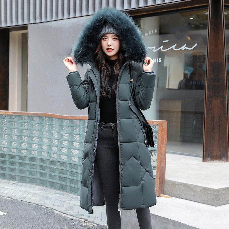 Winter Cotton-Padded Puffer Parkas Women Long Thicken Warm Hooded Coat Zipper Down Cotton Coat Plus Size