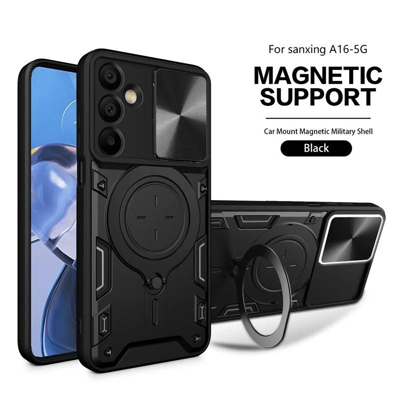 For Samsung A16 A26 A36 A56 5G Case Slide Lens Protect Armor Shockproof Phone Case Coque For Galaxy A16 5G Ring Holder Cover