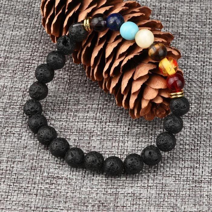 7 Chakra guérison Bracelet perles naturel pierre de lave Diffuseur Bracelet Bijoux RW1382
