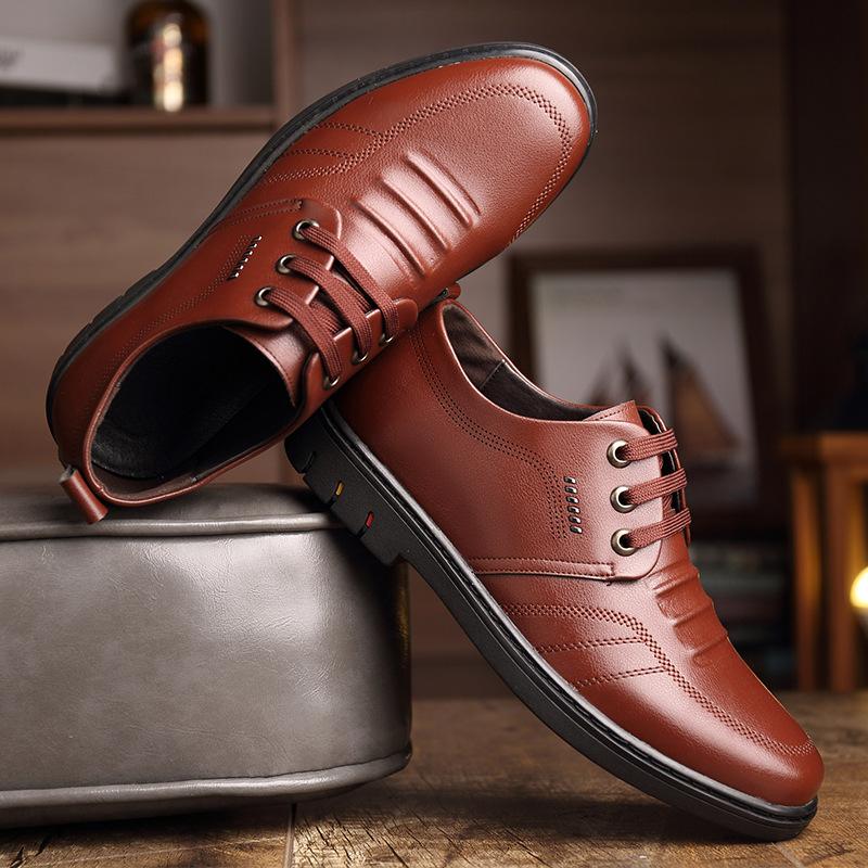 Men's Leather Shoes Breathable Korean Version Business British Men's Shoes Round Head Soft Sole Foreign Trade Casual Shoes Work Shoes