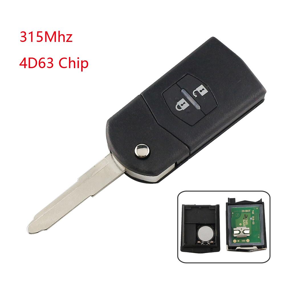 315Mhz/433Mhz For Mazda 3 5 6 Series M6 M3 RX8 MX5 2 M2 M5 8 M8 Demio CX7 CX9 Remote Car Key 4D63 Chip 2 Button Fold Uncut Blade
