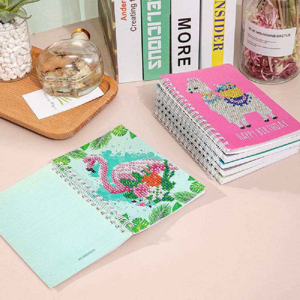 Customized School Notebooks Stationary A7 Notebooks Cute Cartoon Cover Spiral Notepads Diamond Painting
