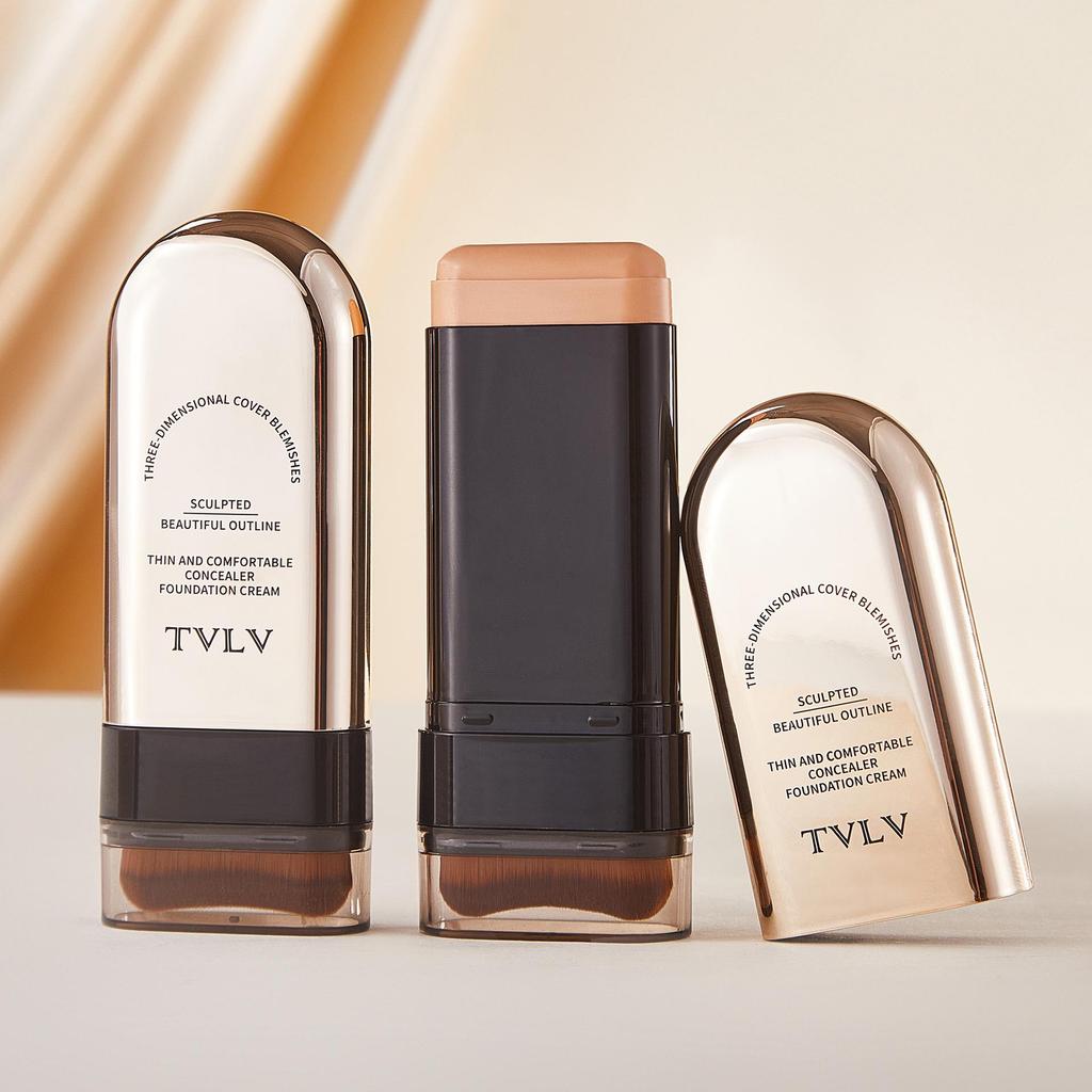TVLV Стойкий консилер-тональная основа в стике: Тонкий, комфортный, не оставляющий разводов крем для эффекта голой кожи с двусторонней кистью.