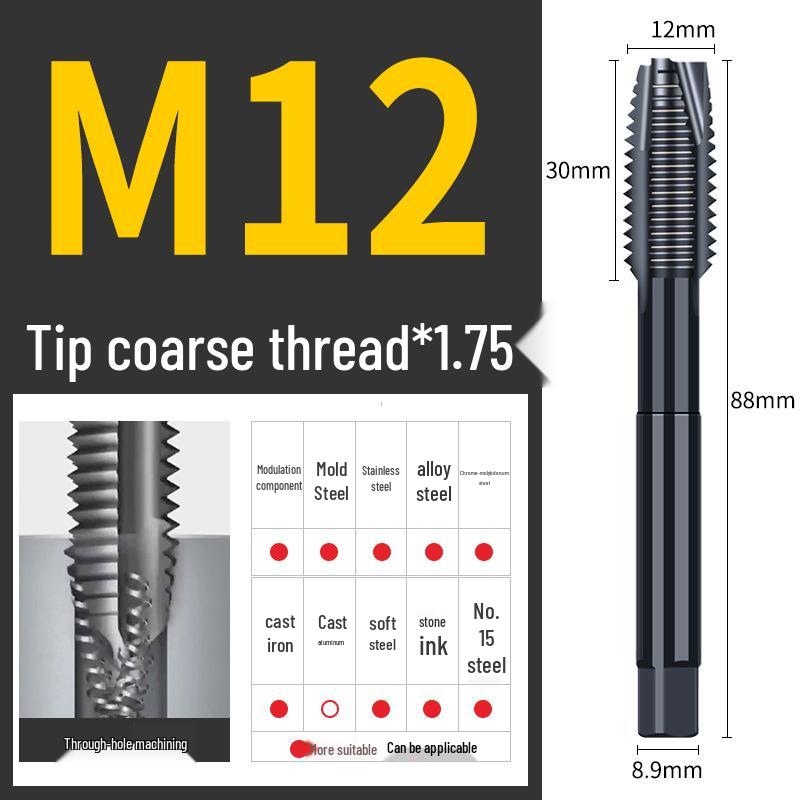 65° Машина для азотирования Спиральный метчик для нержавеющей стали, Размеры M3-M12