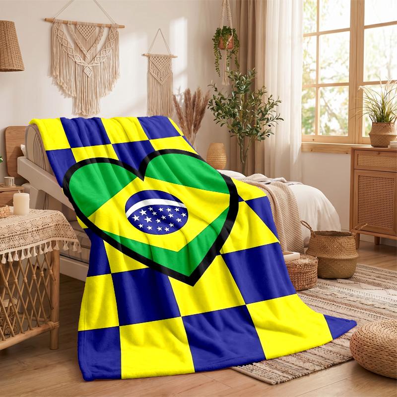 Brazil national football team Print Flannel Blanket Soft Warm Sofa Bed Throw Blanket For Home Office Bedroom