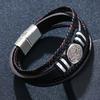 JMXD Leather Bracelet Tree of Life Stainless Steel Oval Ring Woven Braided Strap Fashion Accessory Unisex Gift