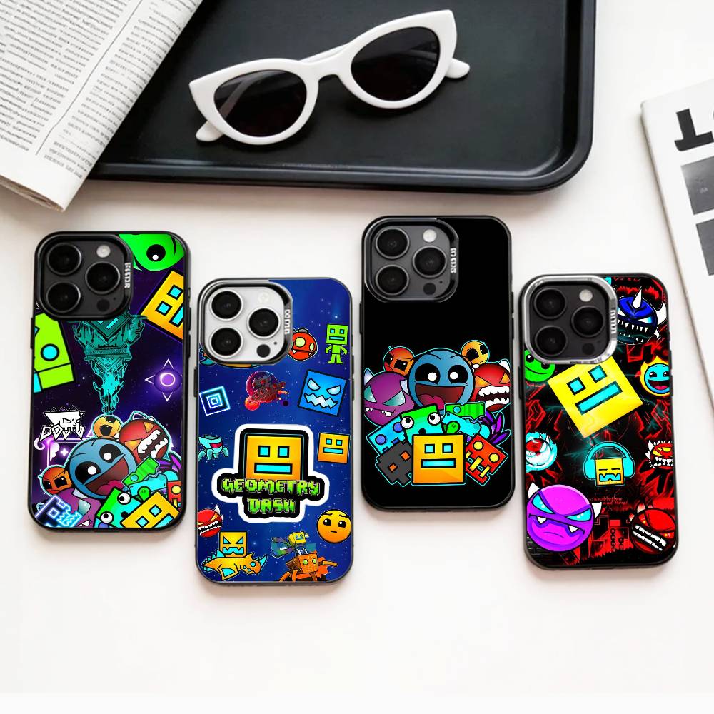 Крутой чехол для телефона G-Geometry D-Dash Game для iPhone 17, 16, 15, 14, 13, 12, 11 Plus, Pro Max, цветной, посеребренная внутренняя крышка