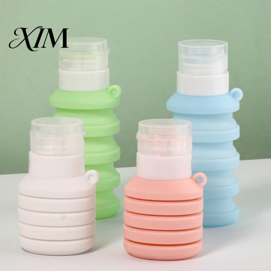 Collapsible Travel Bottle 50/110ML Silicone for Toiletries, Leak Proof Empty Toiletry Bottles Size Container, Foldable Refillable Shampoo Lotion