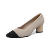 Women's Pumps Kitten Heels Pointed Toe Knit Slip On Low Heel Casual Formal Dress Shoes Work Office Business Chunky Heels Dressy Heels for Women