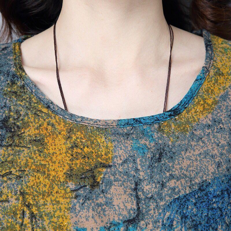 Женское летнее платье Свободное повседневное платье больших размеров с винтажным принтом Пляжный сарафан Платья Vestidos