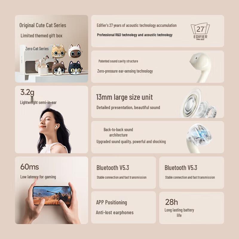 EDIFIER Zero Meow True Wireless Earbuds