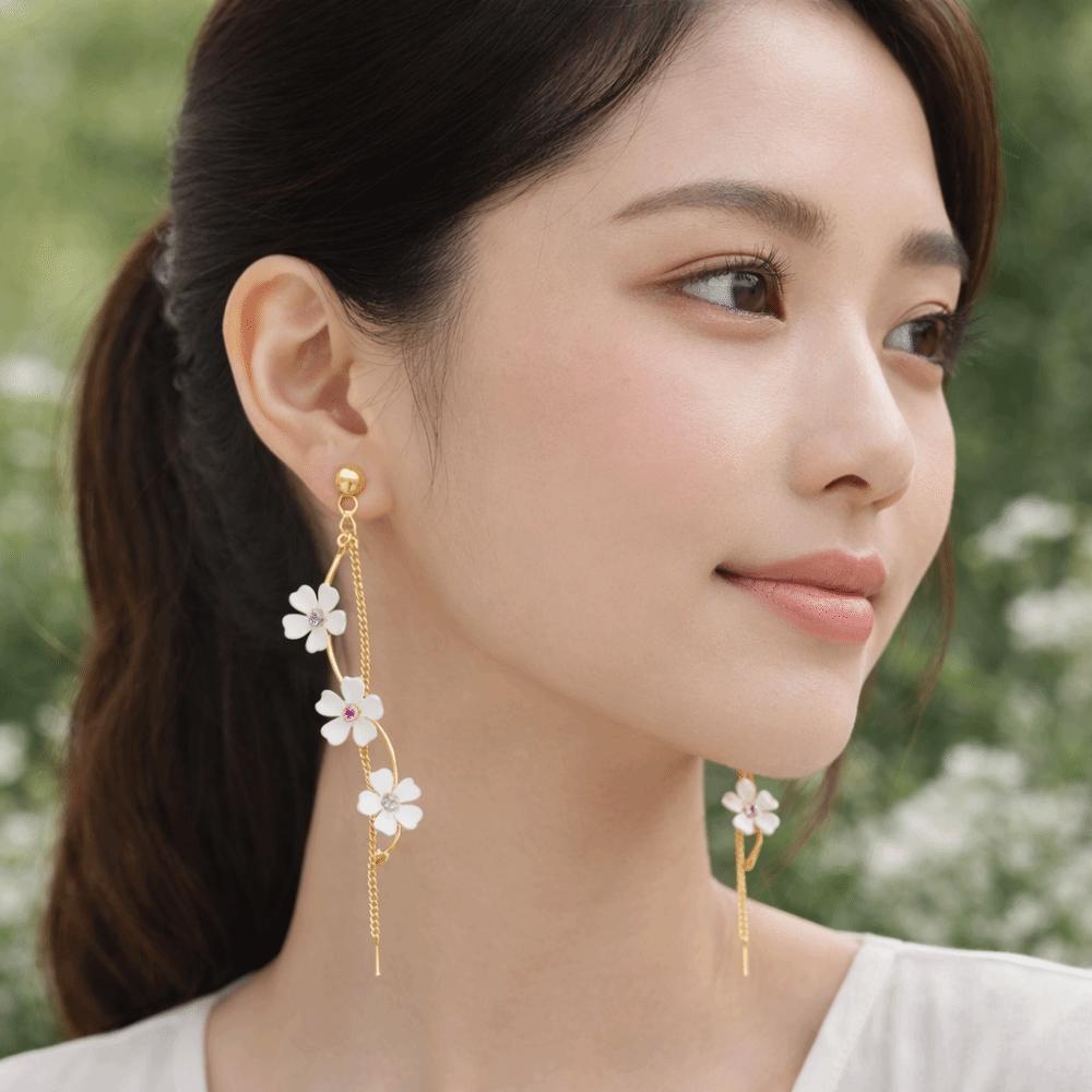 Versatile Pendant Earrings Tassel Flower Earrings Elegant Fringe Hoop Earrings Stylish Occasions
