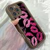 JT203 Милые Черно-Розовые Губы для iPhone 17 16 15 14 Pro Max Samsung S26 S25 Ultra A17 A16 A07 A56 Xiaomi 15T Redmi 15c 14C Note 13 Мягкий ТПУ Чехол