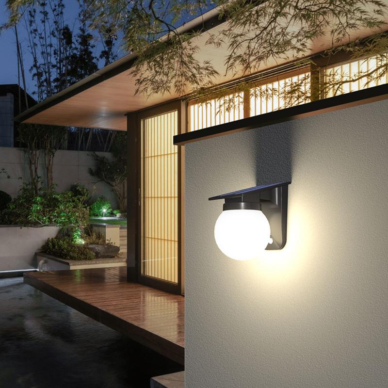Solar Wall Lights Outdoor Adjustable Brightness Color IP65 Waterproof Solar Bulb Light for Garden Yard Gate and Pathway Lighting
