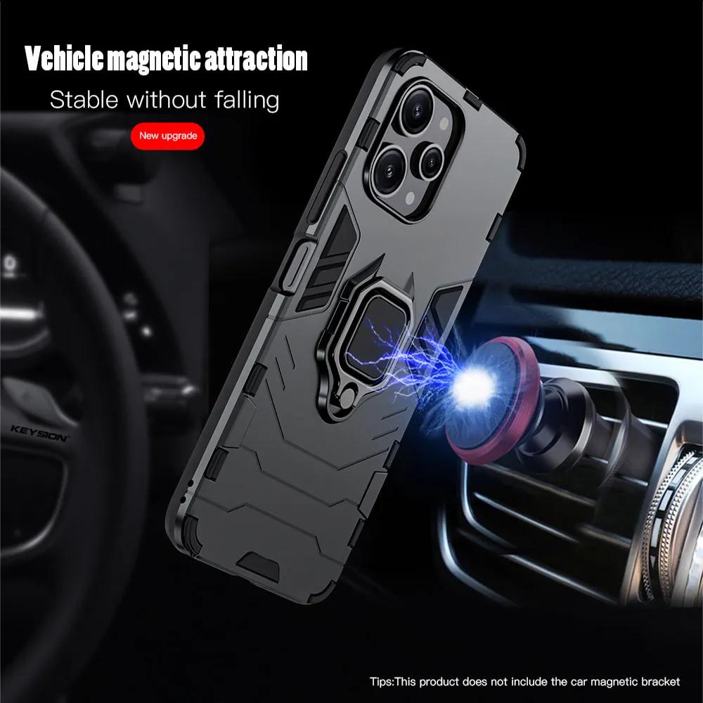 Shockproof Keysion Case Armor For Redmi 12 4g 12 5g Soft Siliconepc Metal Ring Stand Phone Back Cover For Xiaomi Poco M6 Pro 5g