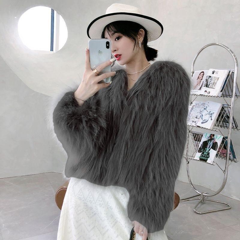 New imitation raccoon fur woven fur coat women's short thickened fox fur coat light small man