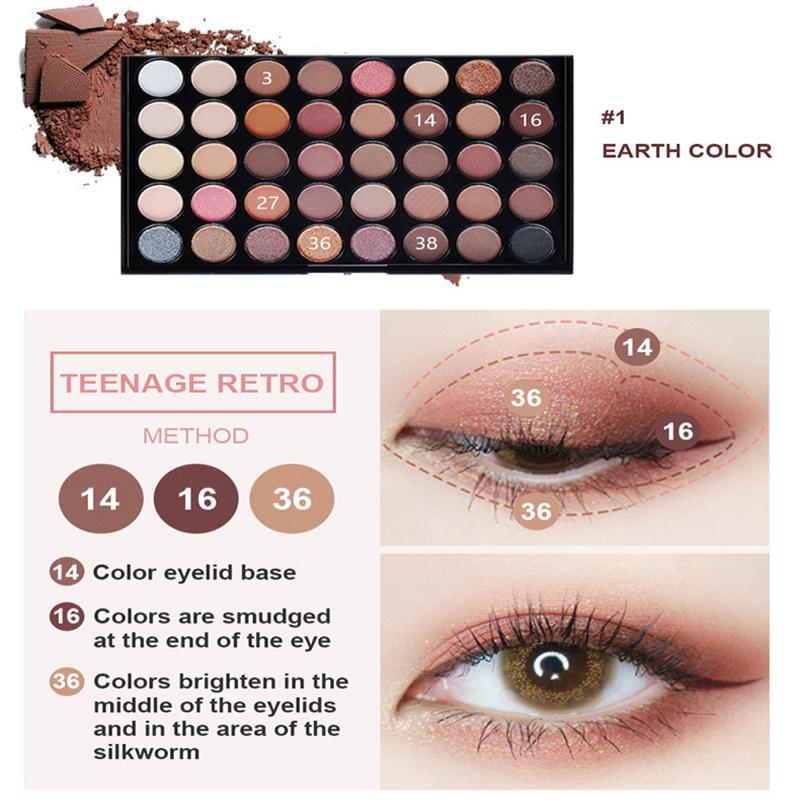 Палитра теней для век 40 цветов. Матовые тени для век.