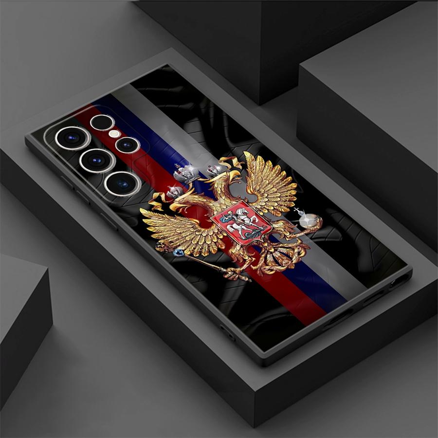 Чехол для Samsung Galaxy S25 Edge S20 S21 FE S23 Ultra S24 Plus Черный Мягкая накладка на телефон Россия Флаги России