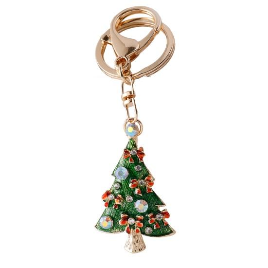 Рождественский брелок Снеговик Рождественская елка Носки Форма кролика Кольцо для ключей Инкрустация стразами Органайзер для ключей