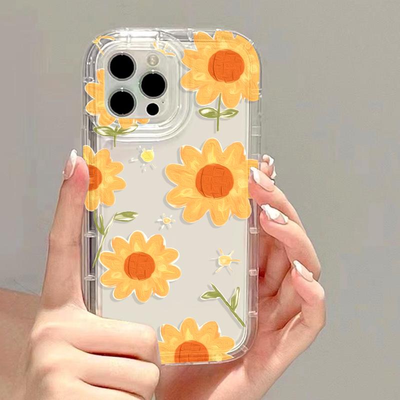 Oil Painting Flower Phone Case For iPhone 15 Pro Case iPhone 13 11 12 16 14 Pro Max X XR XS 7 8 16 Plus SE Shockproof Soft Cover