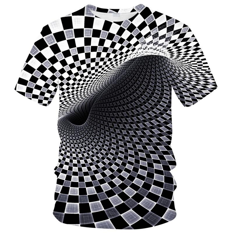 Funny Illusion Graphic T Shirt for Men 3D Printed Art Optical T-shirt Ropa Y2k Tops Harajuku Fashion Street Tees Womens Clothing