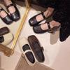 Korean Version of One-word Buckle Soft Surface Soft Sole Gentle Mary Jane Shoes French Low Heel Square Head Single Shoes Women's 2025 Spring and Autum