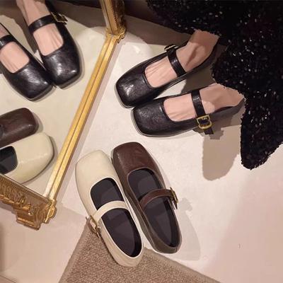 Корейская версия туфель Мэри Джейн на низком французском каблуке с квадратным носком, с мягкой подошвой и ремешком с пряжкой на одно слово, женские, весна и осень 2025