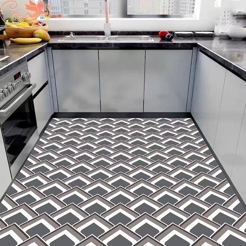 ПВХ Кухонный Коврик Современный Стиль Клетчатый Ковер Кожаный Водонепроницаемый Коврик для Пола Противоскользящие Маслостойкие Коврики Большая Площадь Домашний Декор Ковры