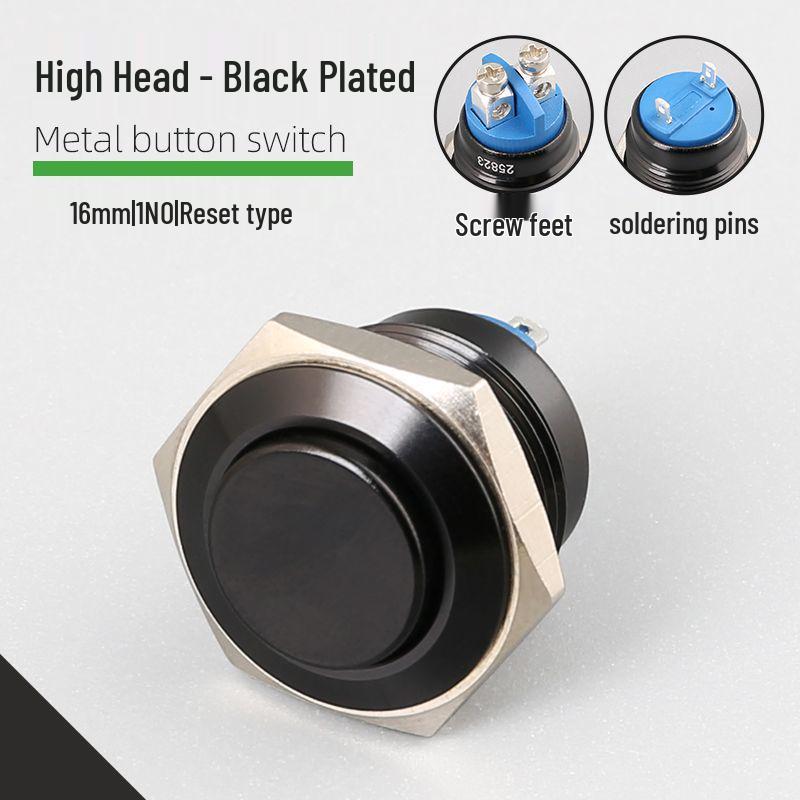 16mm Multicolor Waterproof Metal Reset Button, Momentary Solder-Foot, 24V/220V