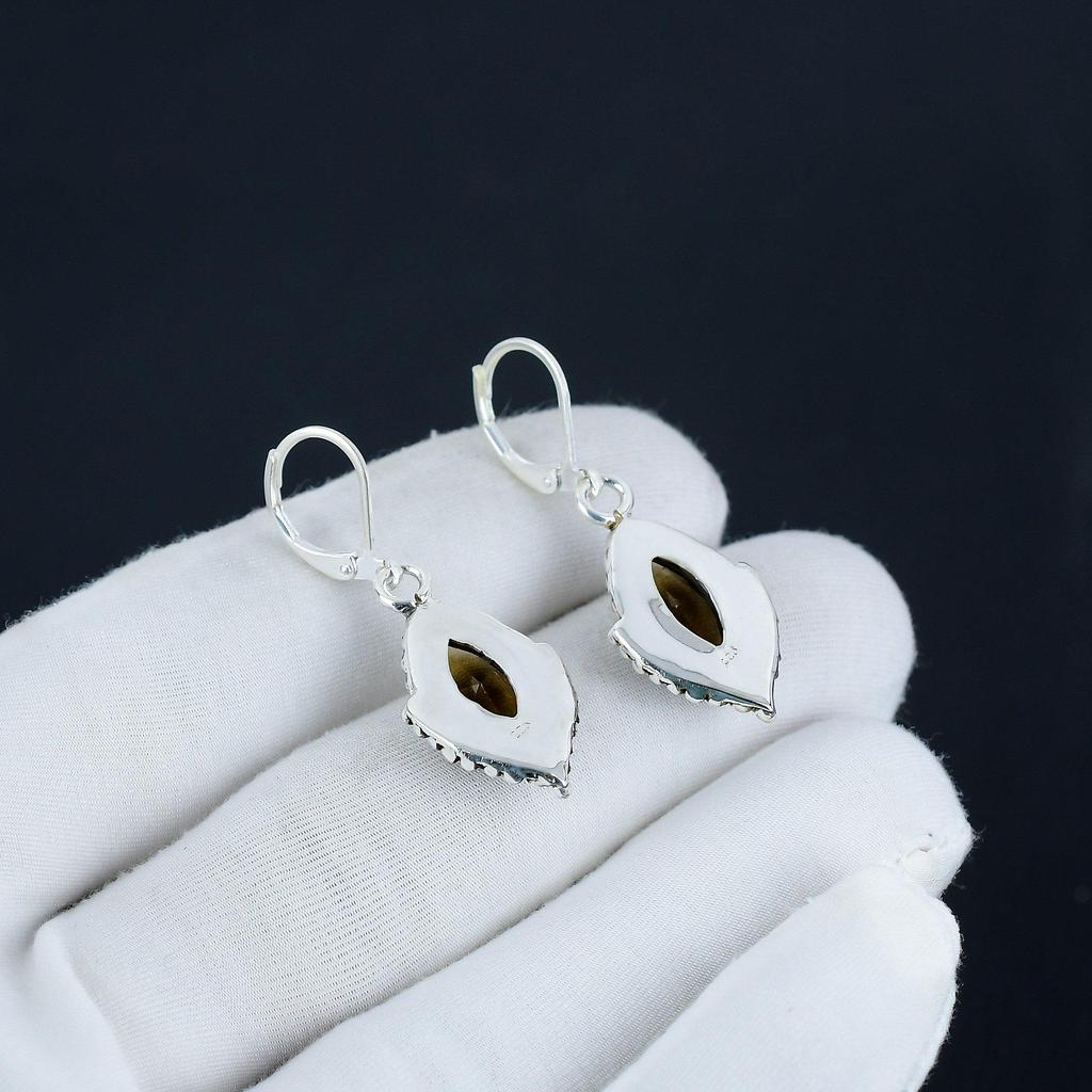 Красивые серьги с дымчатым топазом, серьги из стерлингового серебра 925 пробы, серьги-подвески из серебра ручной работы в стиле бохо, подарок на вечеринку