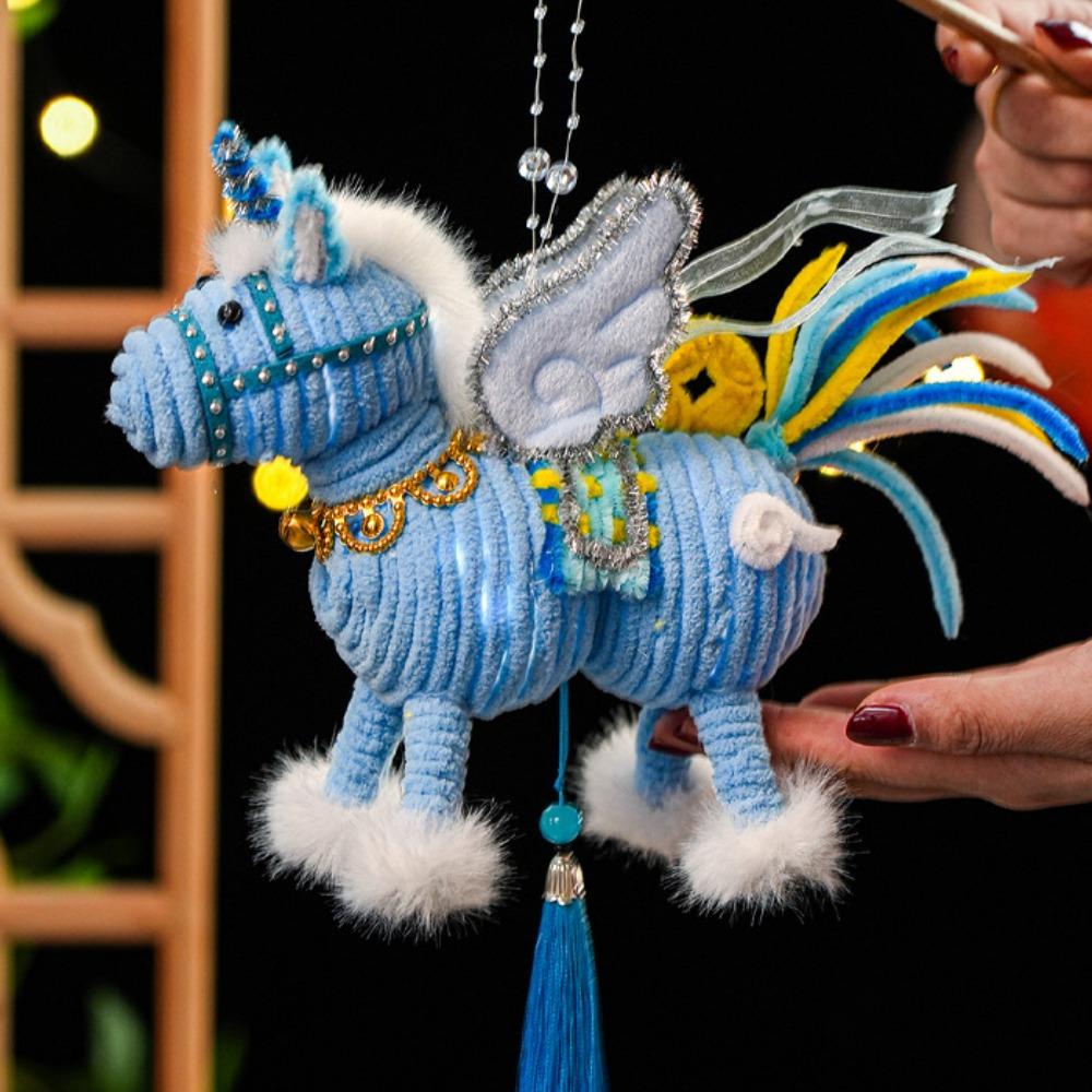 Handmade Luminous Horse Lantern DIY Material Kit Spring Festival Lantern  Living Room Decor