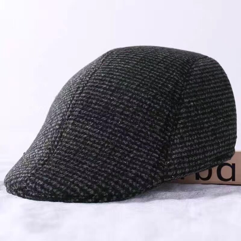 Middle-Aged And Elderly Woolen Baseball Cap Men'S Winter Casual Thickened Warm Cotton Hat Outdoor Riding Cap