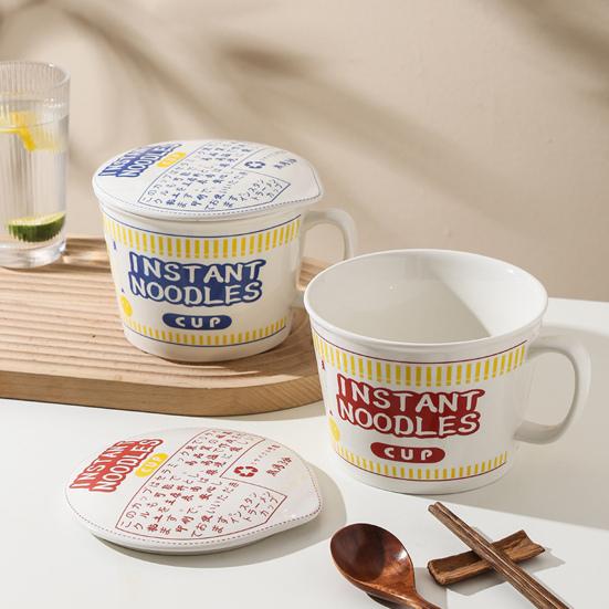 Миска для лапши на 1000 мл с крышкой, анти-обжигающая ручка, керамика, японский стиль, миска для супа, контейнер для еды, обеда