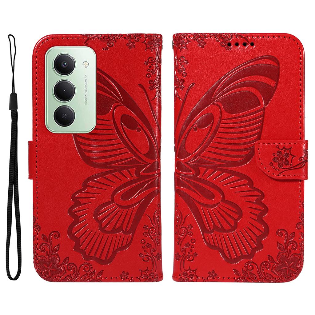 Для Xiaomi Redmi 15 4G (США) (171 мм) Чехол с узором бабочки из искусственной кожи, откидной чехол-книжка для телефона