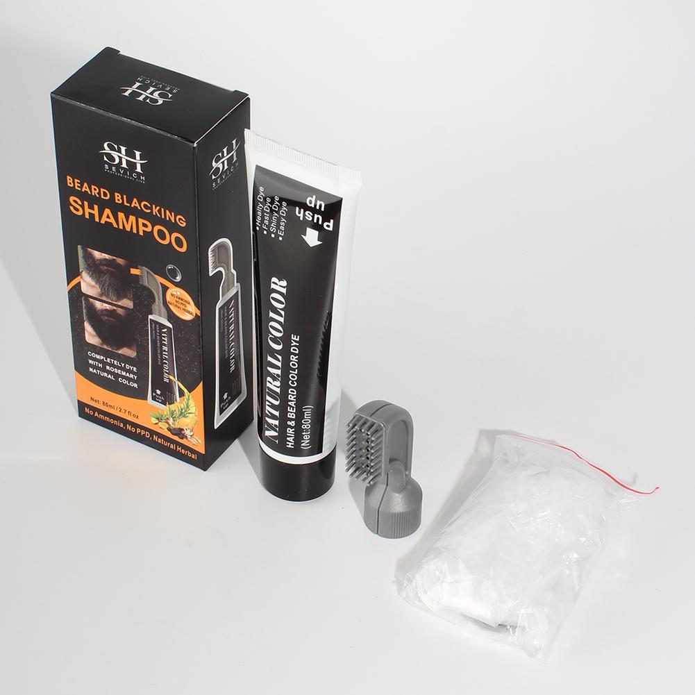 3 минуты, крем-краска для черной бороды с расческой Sevich, 80 мл, натуральный шампунь-краска для черной бороды с розмарином, мгновенный крем-краска для волос на растительной основе