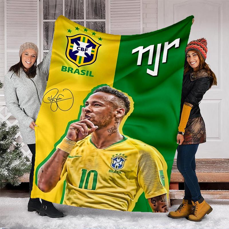 1pc Neymar5 Theme Blanket - Digital Print, Polyester, Cozy for All Seasons, Perfect for Outdoor, and Travel