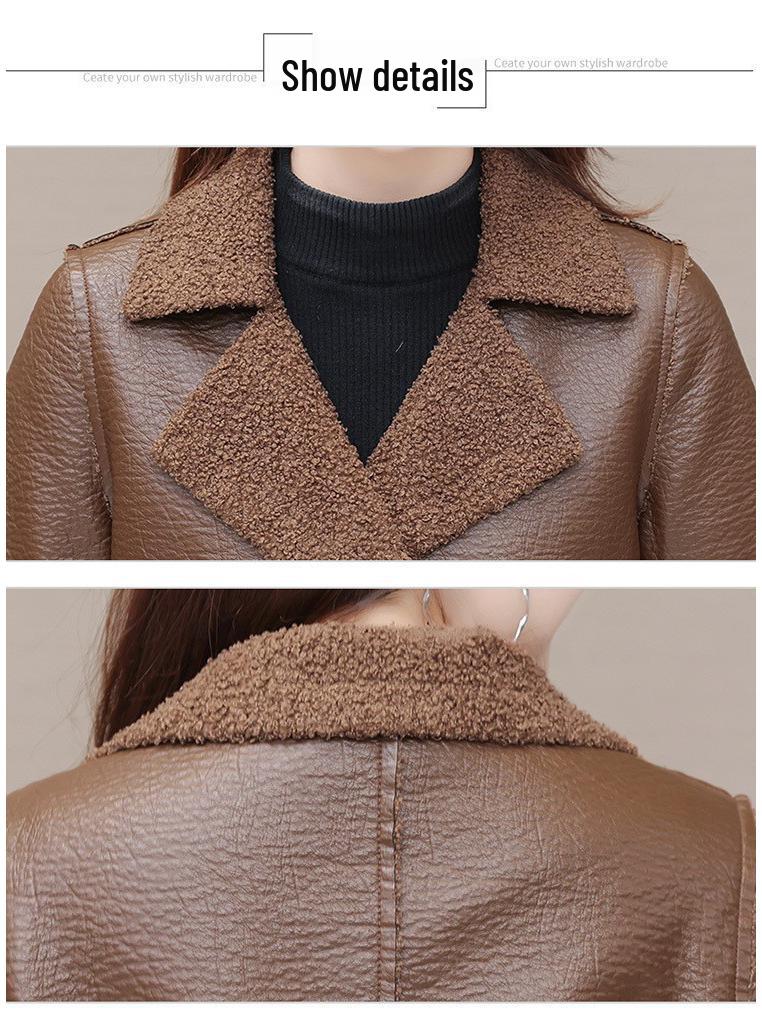 Двусторонняя куртка из ПУ кожи с меховой подкладкой и карманами - Женская модная повседневная верхняя одежда