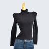 Autumn and Winter High Neck Short Silm Knitting Sweater Bubble Long Sleeve Bottoming Shirt Pullover Inner Wearing Women's Clothing Black