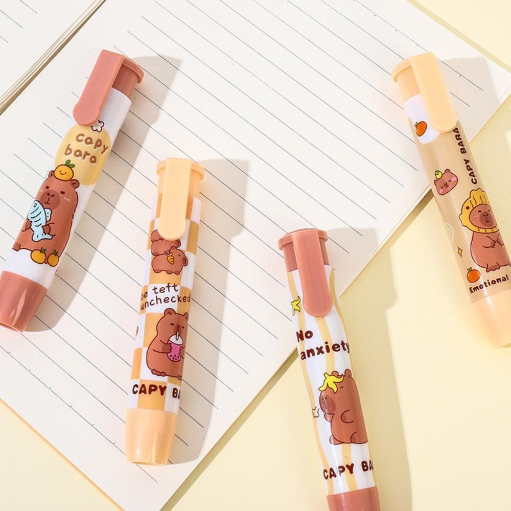 1PC Clean Capybara Eraser Retractable Pen Type Eraser Cartoon Mechanical Eraser  School  Supplies