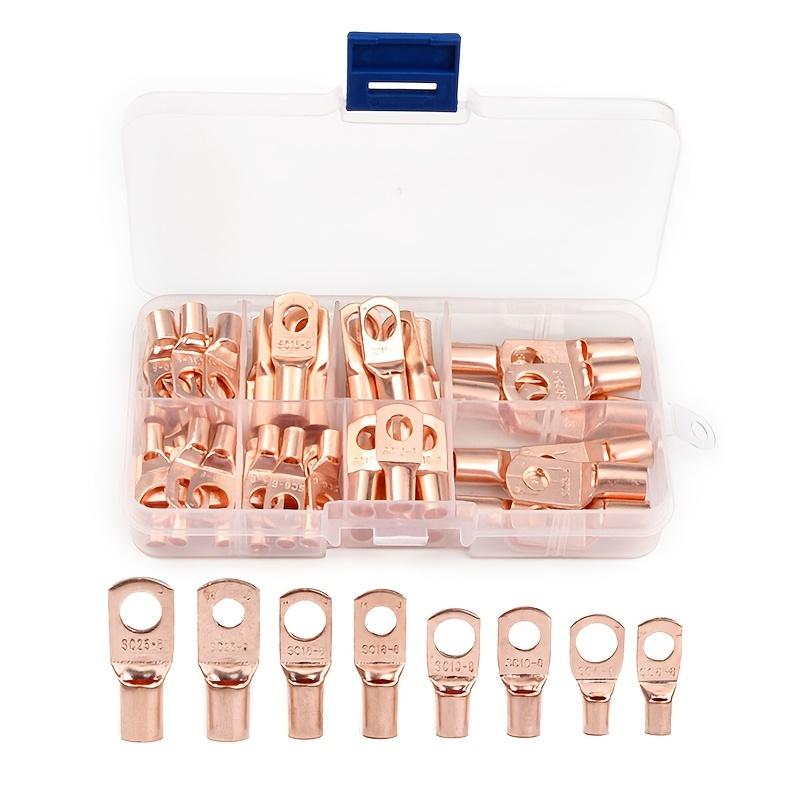 60Pcs Patch Connector Ring SC6-25 Copper Connector Bare Cable Voltage Terminal Connector Kit