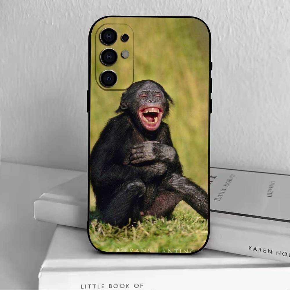 Funny Cute Monkeys Phone Case For Samsung S25,S24,S21,S22,S23,S30,Ultra,S20,Plus,Fe,Soft Silicone Black Cover