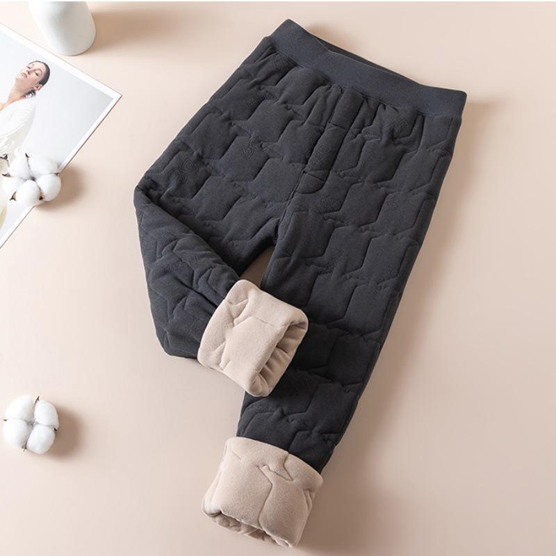 Детские зимние плюшевые брюки с подкладкой: Теплый, Плотный, Хлопковый, Базовый слой с защитой живота для мальчиков и девочек