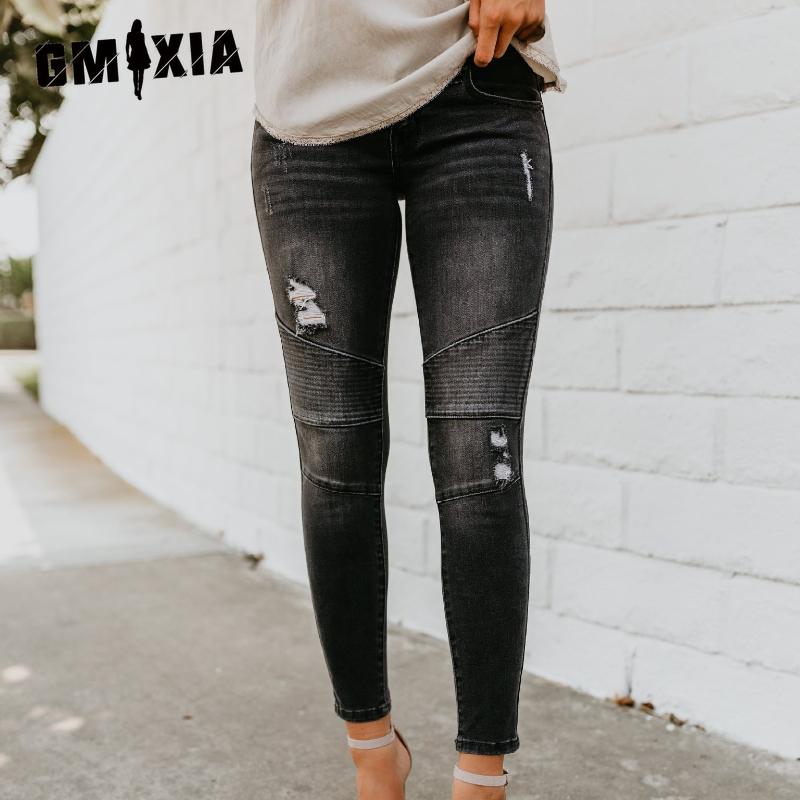 GMXIA Леггинсы-карандаш для похудения с эластичными складками и отверстиями