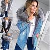 European and American Women's Denim Jacket: Autumn/Winter Velvet-Lined Slim Hooded Ripped Fashion Coat